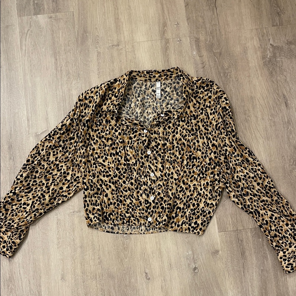 Zara Leopard Print Button-Up Top